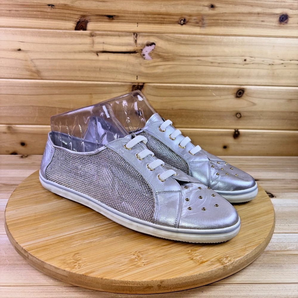 Timothy Hitsman Sport Sneakers Womens 10 Silver Gold Stud Mesh Tennis Shoes